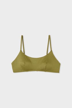 Glittery tie-front bikini top;${refinementColor}