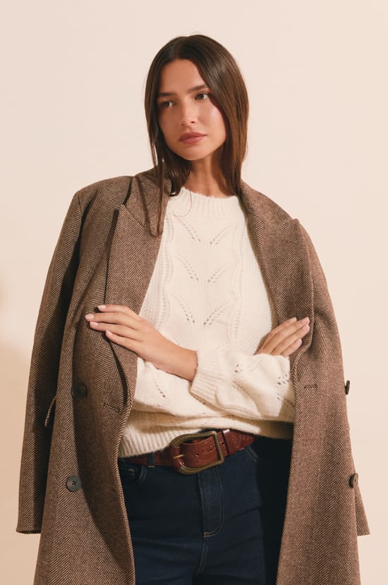 Pull manches longues avec laine;${refinementColor}