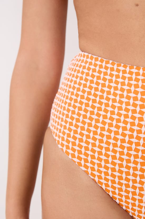 High-waisted bikini brief printed swimsuit bottom;${refinementColor}