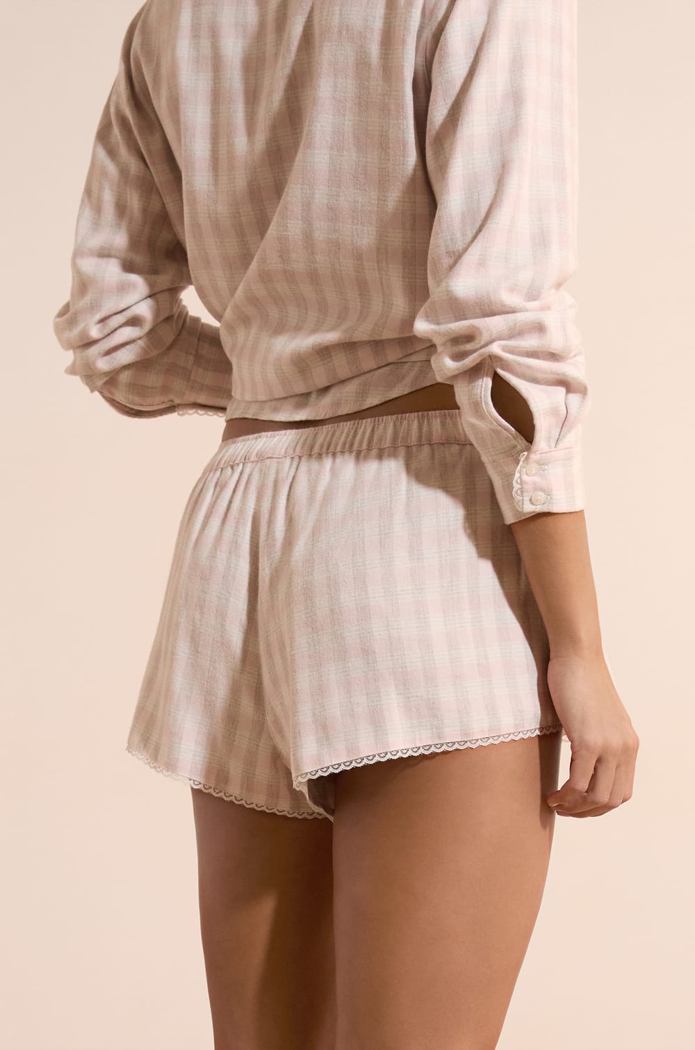 Short de pyjama &agrave; carreaux avec coton;${refinementColor}