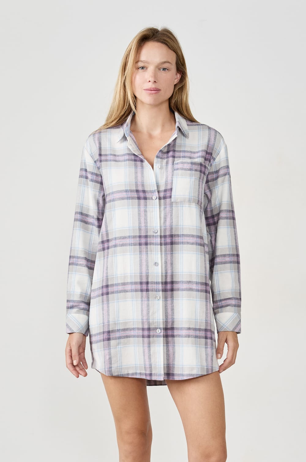 Chemise de pyjama à carreaux;${refinementColor}