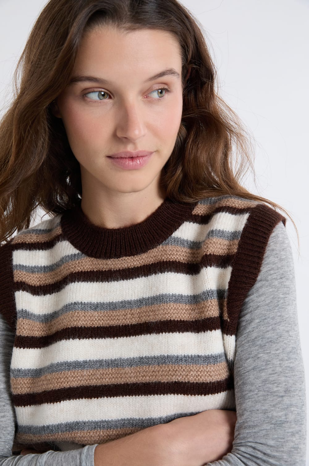 Sleeveless Striped Sweater;${refinementColor}