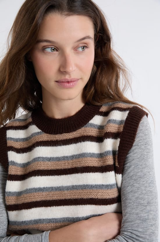 Sleeveless Striped Sweater;${refinementColor}