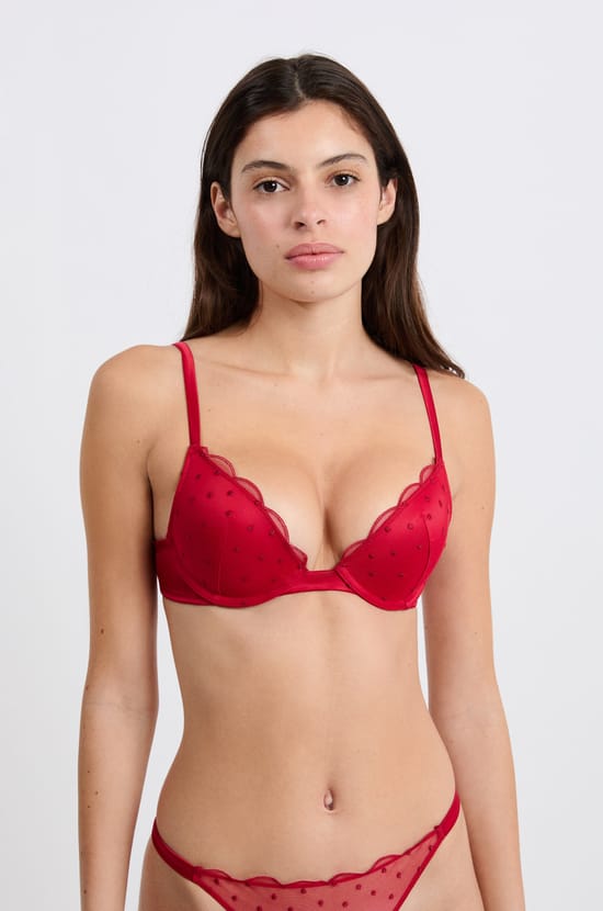 bra no.2 - the plunge push-up bra with embroidered details;${refinementColor}