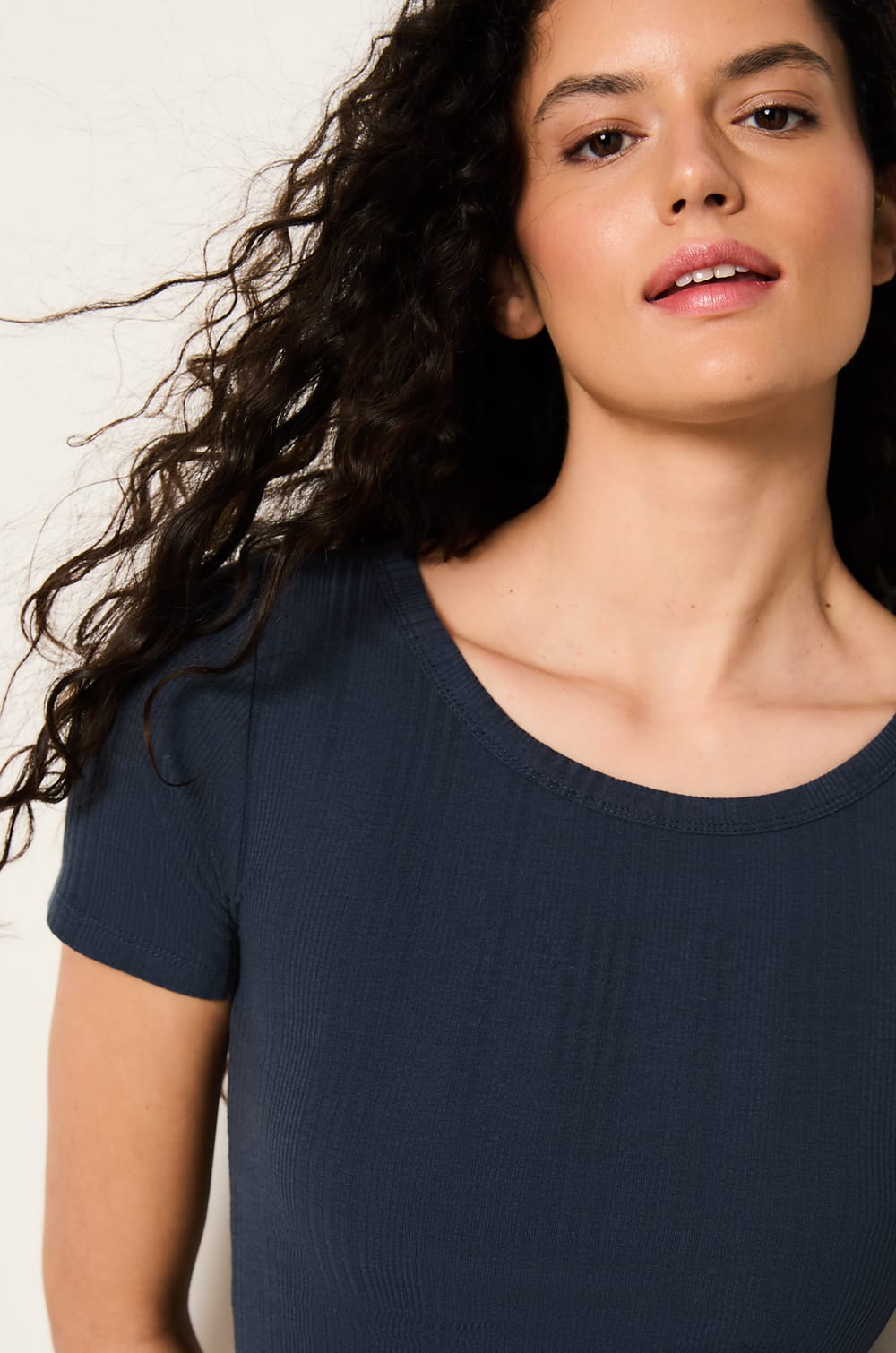 T-shirt de pyjama manches courtes en coton côtelé;${refinementColor}