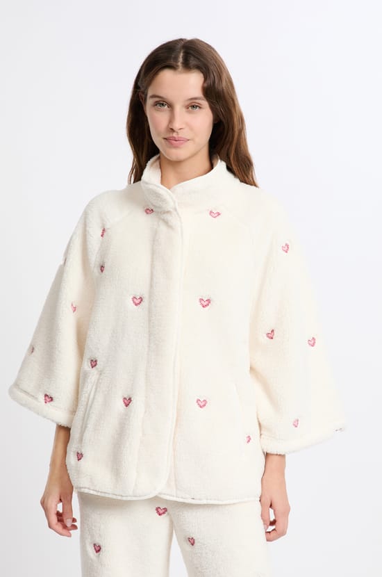 Veste à motifs coeurs effet polaire;${refinementColor}