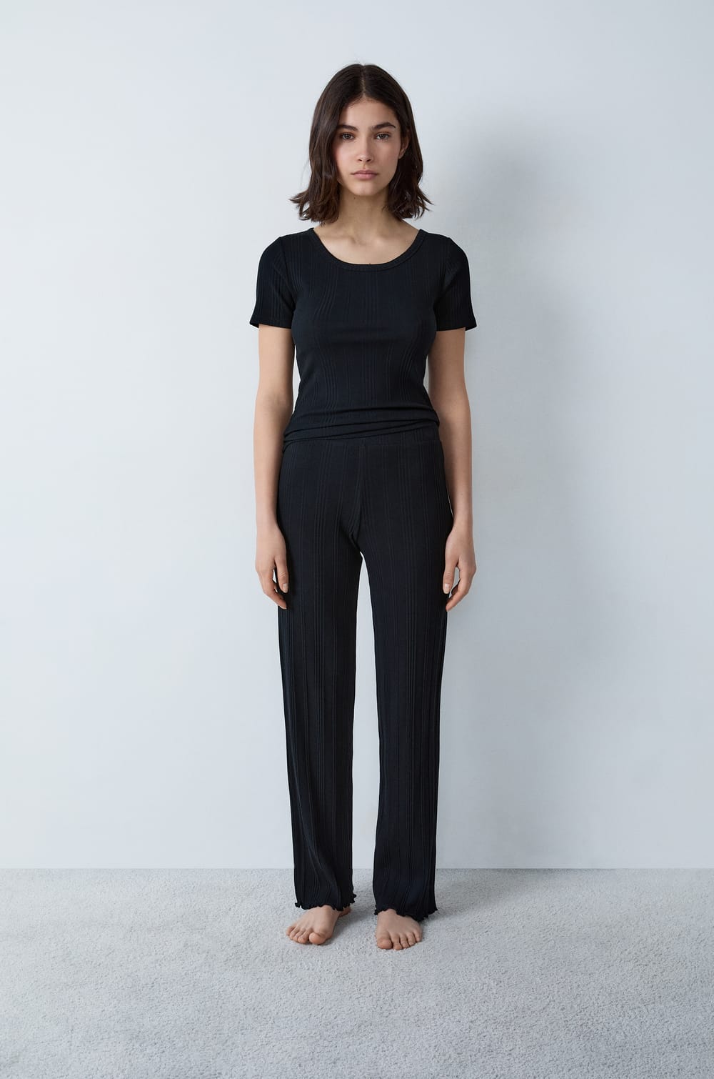 Pantalon de pyjama en maille côtelée Richelieu ;${refinementColor}