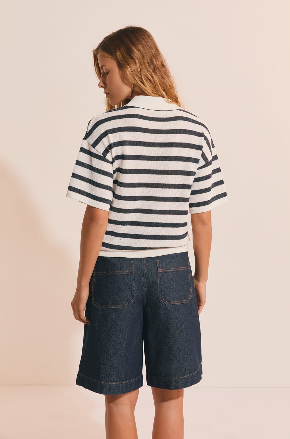 T-shirt manches courtes &agrave; rayures;${refinementColor}