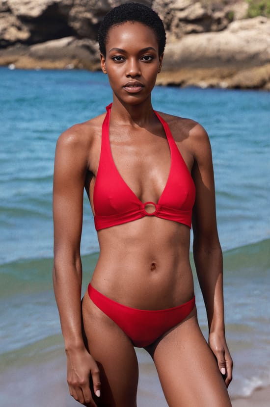 Triangle bikini top with ring detail;${refinementColor}