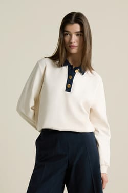 Sweatshirt bicolore col polo;${refinementColor}
