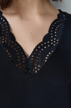 Camisón de modal con escote de encaje;${refinementColor}