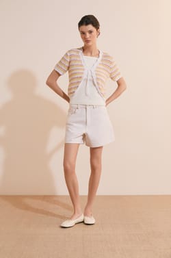 Cardigan manches courtes ouvert sur le devant;${refinementColor}