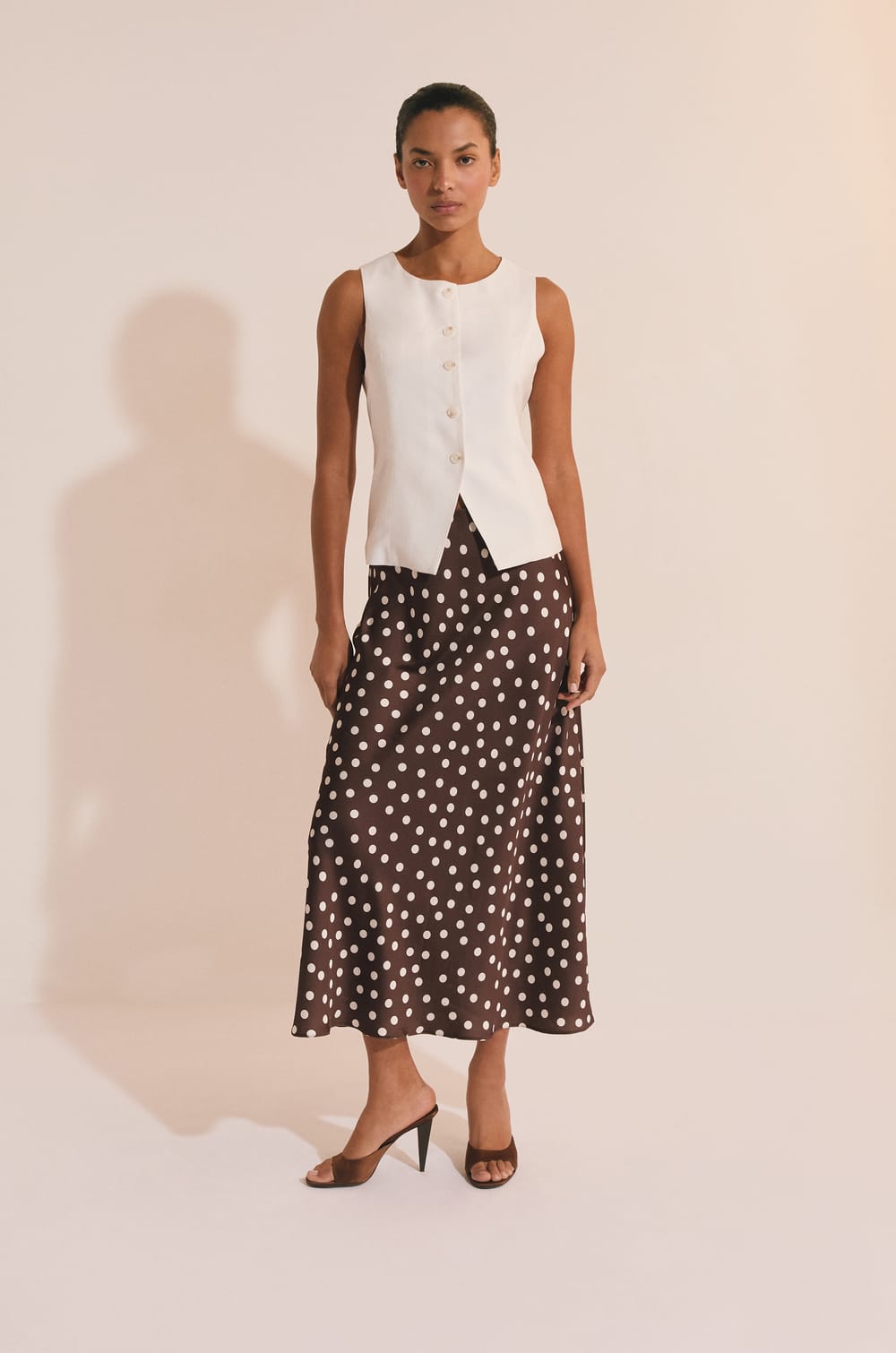 Jupe longue &agrave; pois;${refinementColor}