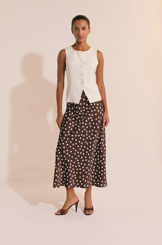 Jupe longue &agrave; pois;${refinementColor}