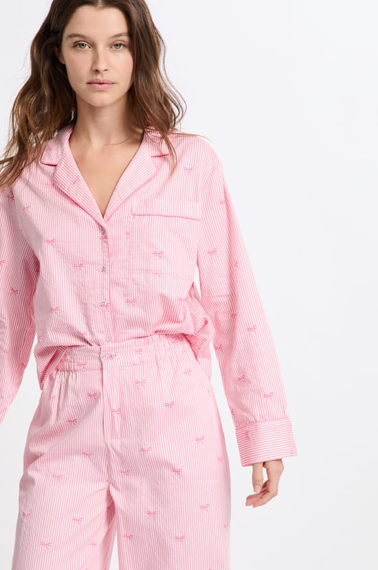 Chemise de pyjama en coton à motifs;${refinementColor}
