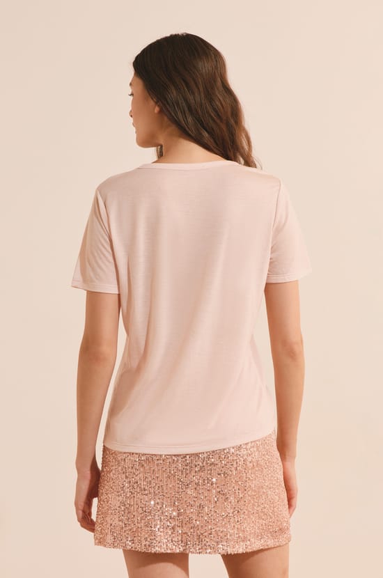 T-shirt col rond manches courtes;${refinementColor}