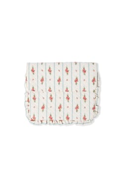 Trousse matelass&eacute;e en coton &agrave; motifs fleurs avec bords froufrou;${refinementColor}