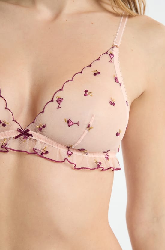 Soutien-gorge triangle à motifs brodés;${refinementColor}