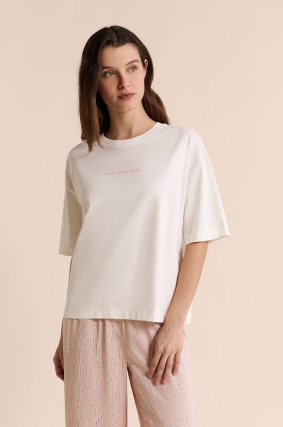 Short-sleeved cotton pyjama t-shirt;${refinementColor}