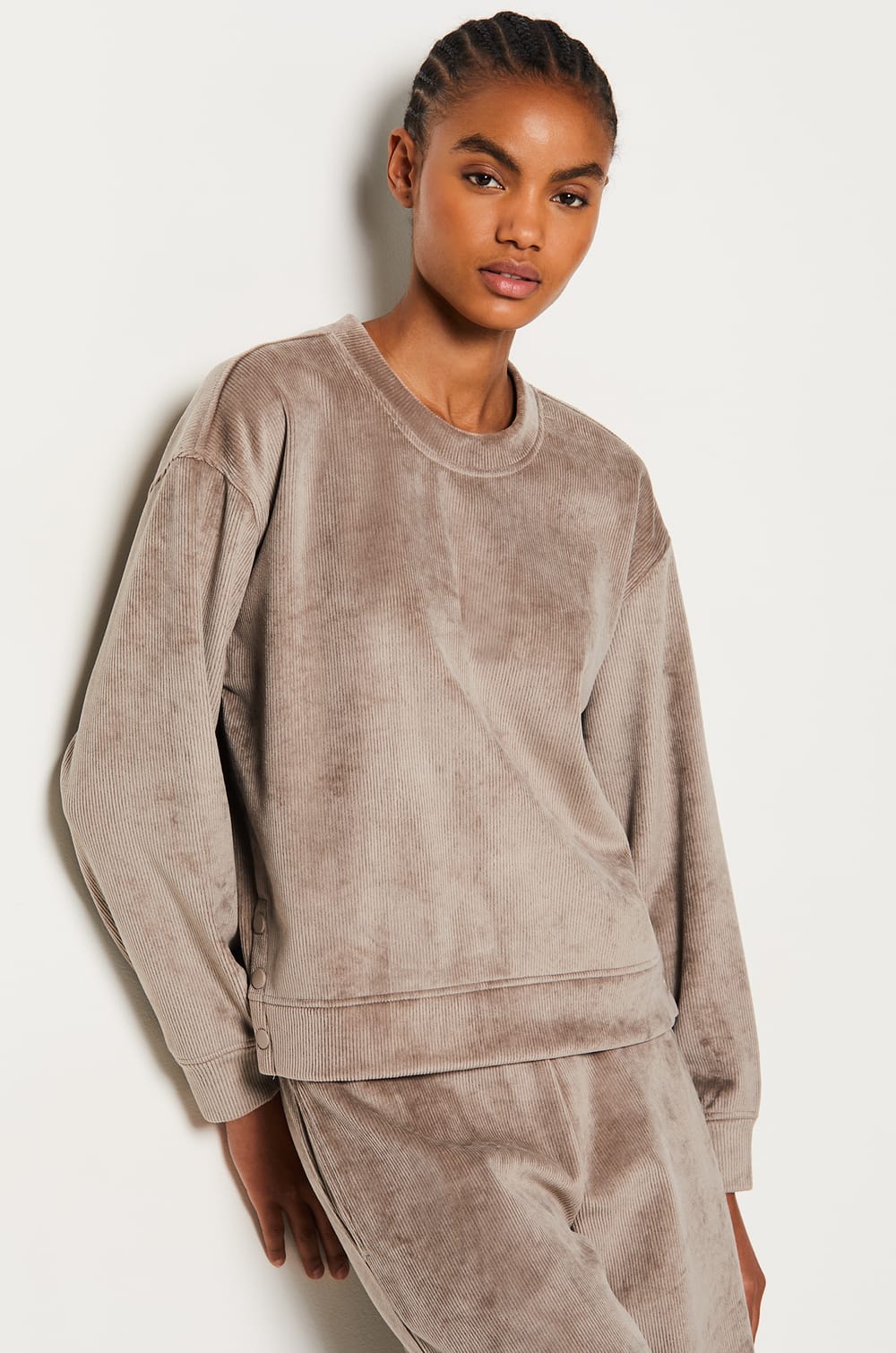 Geripptes Pyjama-Sweatshirt;${refinementColor}