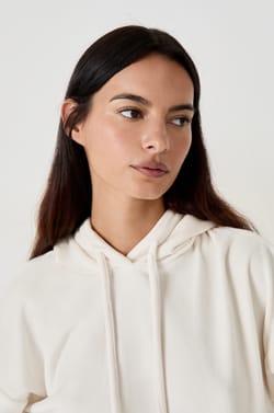 Velvet-effect Hooded Sweatshirt;${refinementColor}