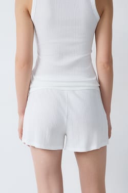 Pantalón corto de pijama de algodón acanalado;${refinementColor}