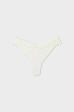 Microfibre and Lace Thong;${refinementColor}