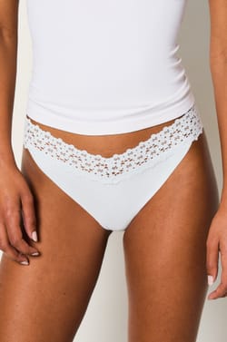 V-shape Tanga in Microfibre and Lace;${refinementColor}