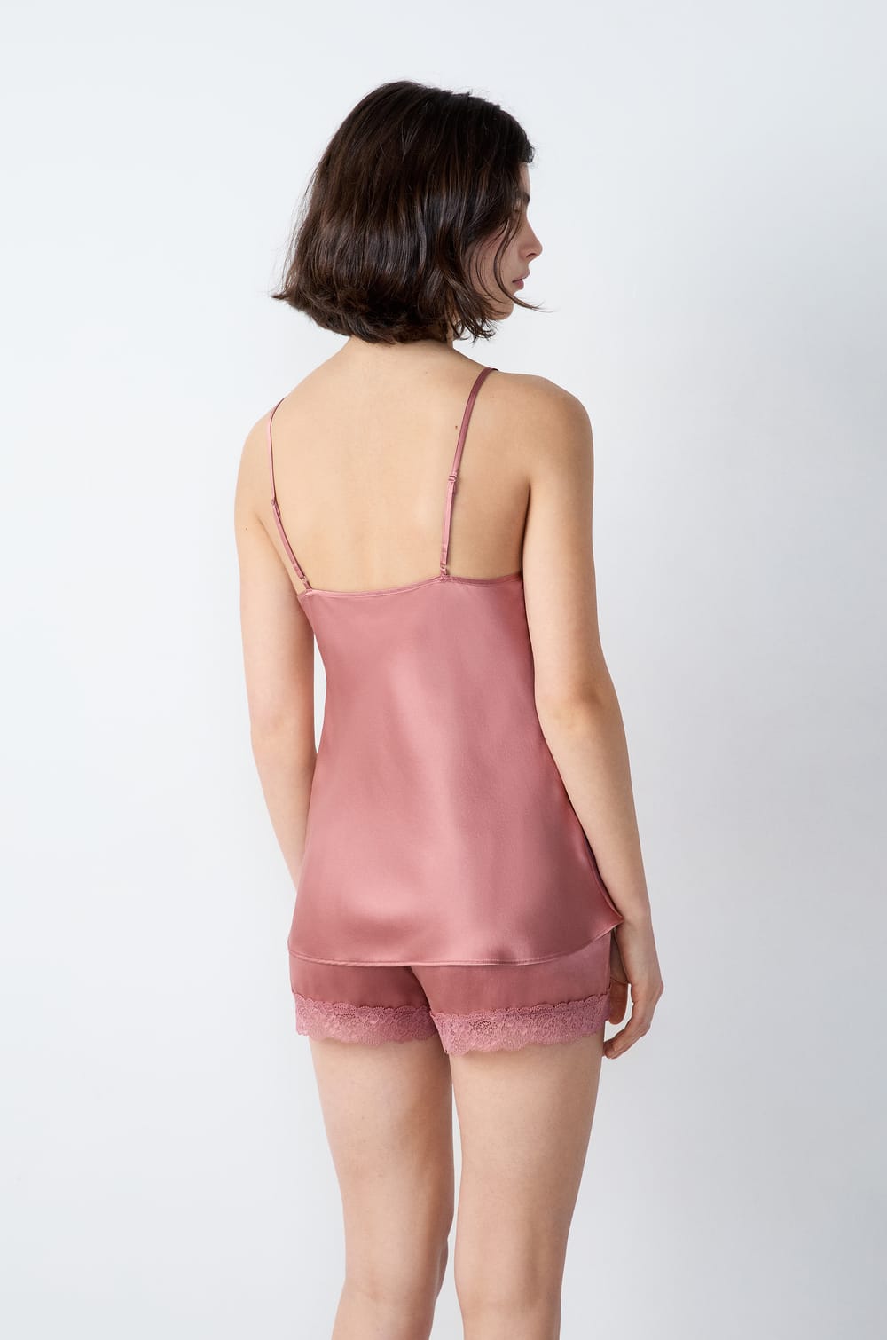 Silk Camisole with Lace Details;${refinementColor}