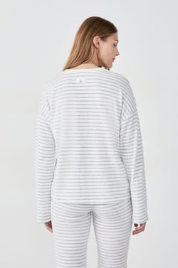Sweatshirt &agrave; rayures;${refinementColor}