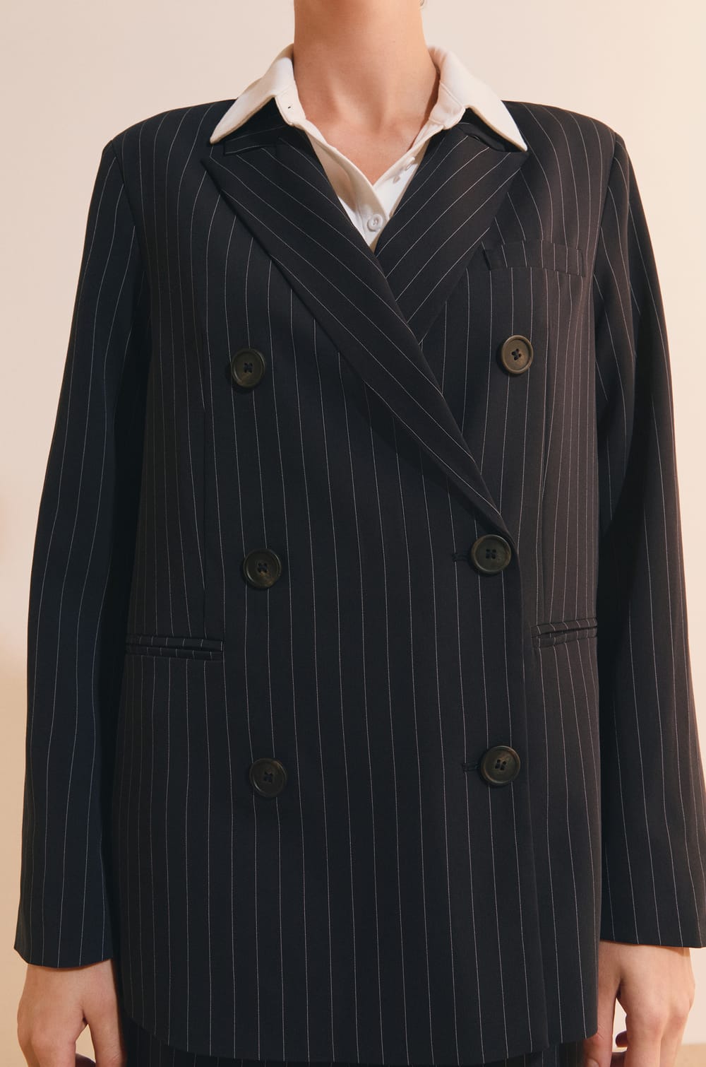 Veste blazer &agrave; rayures;${refinementColor}