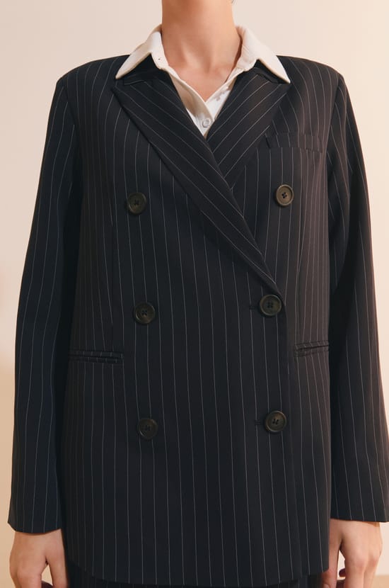 Veste blazer &agrave; rayures;${refinementColor}