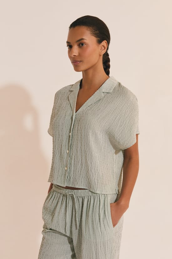 Chemise de pyjama &agrave; rayures;${refinementColor}