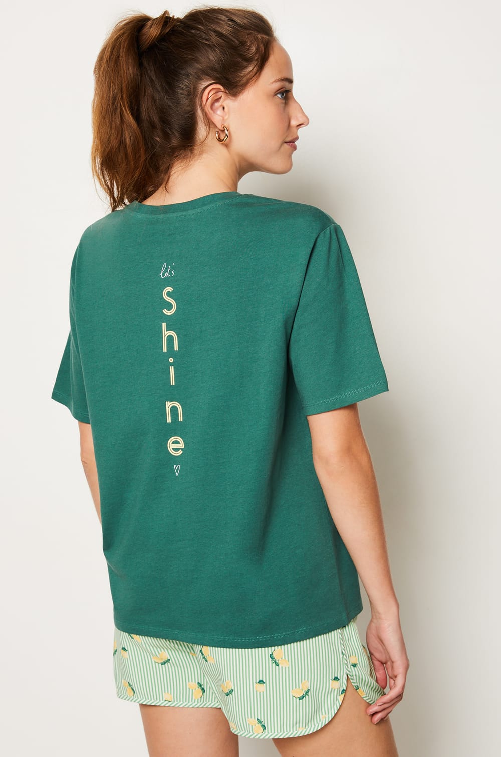 T-shirt Pyjama Manches Courtes Femme 100% Coton - Confortable, Col Rond, Par Little Blue House