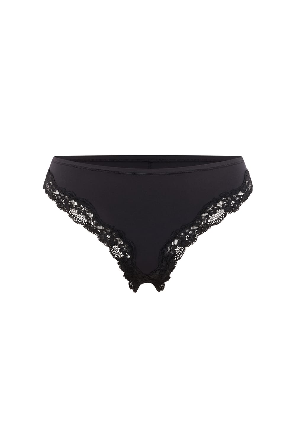 Tanga aus Mikrofaser und Spitze;${refinementColor}