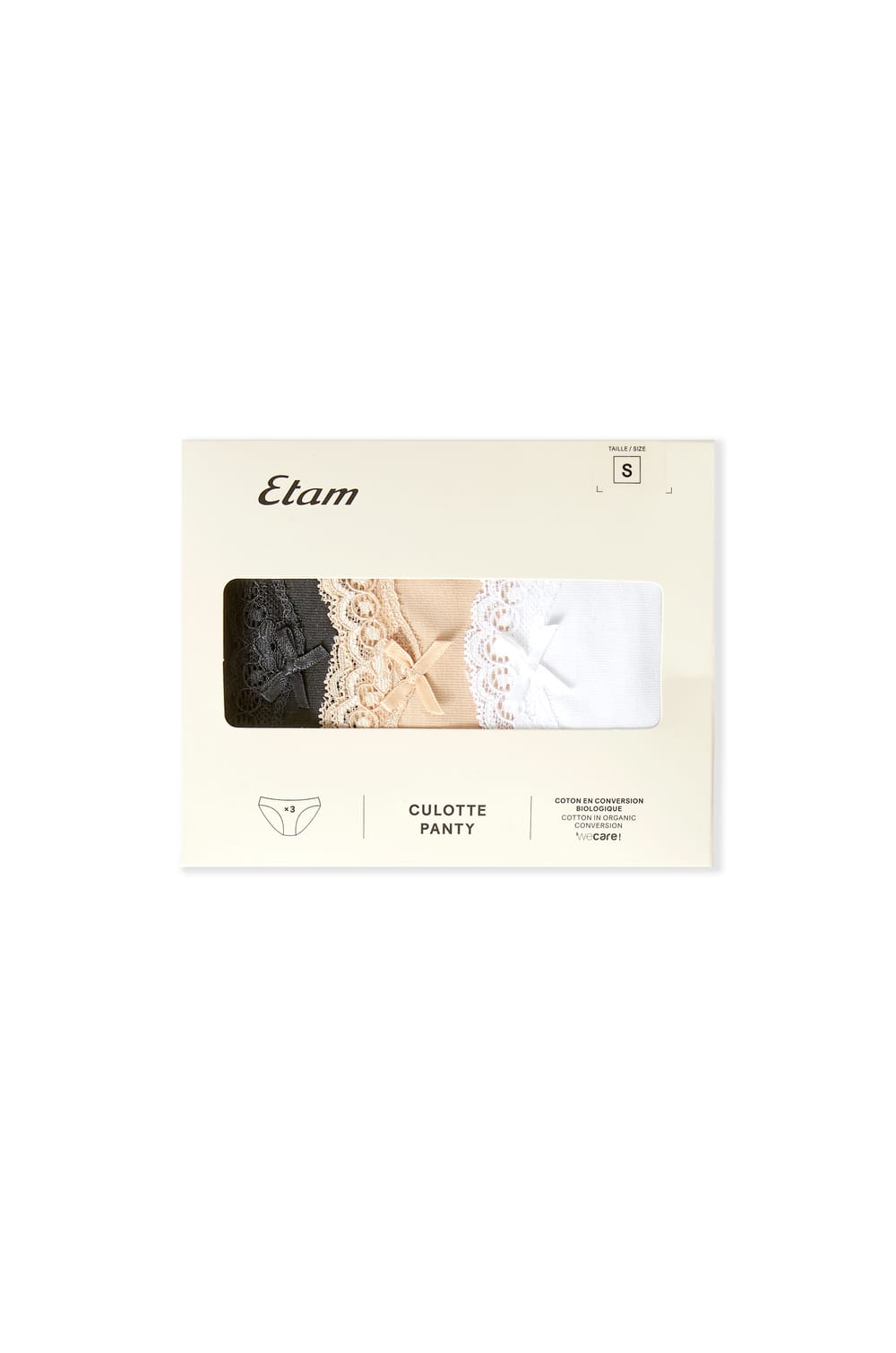Lot de 3 culottes en coton et dentelle;${refinementColor}