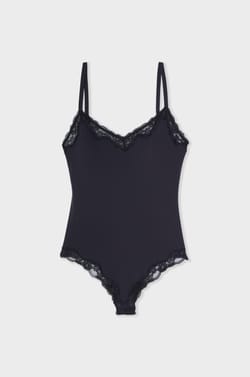 Bodysuit in Microfiber and Lace;${refinementColor}