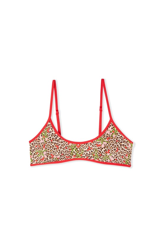 Haut de maillot de bain brassi&egrave;re &agrave; imprim&eacute; l&eacute;opard & &agrave; fleurs;${refinementColor}