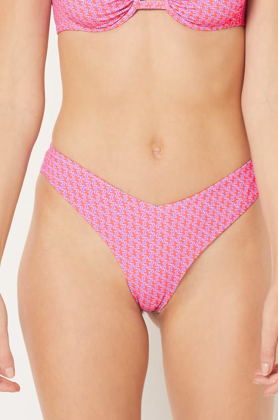 Brazilian High-Leg Bikini Bottom with Pattern;${refinementColor}