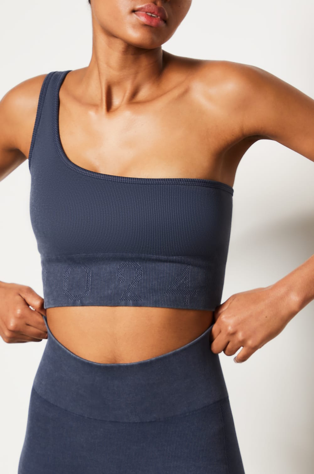 Ribbed Asymmetric Bralette - Light Support;${refinementColor}
