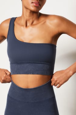 Ribbed Asymmetric Bralette - Light Support;${refinementColor}
