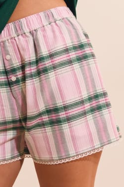 Short &agrave; carreaux avec coton;${refinementColor}