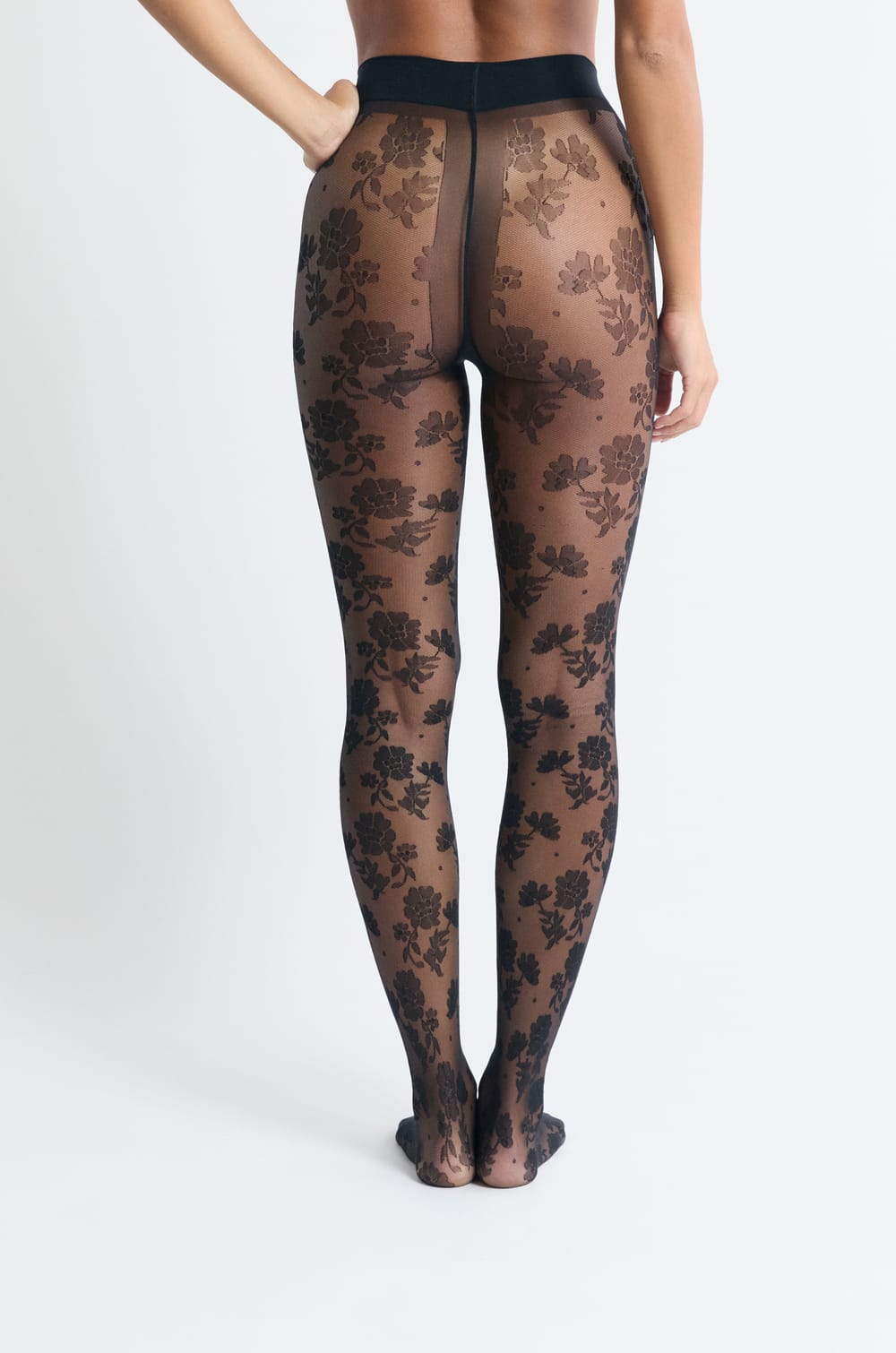 Collant transparent &agrave; motifs fleurs;${refinementColor}