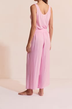 Pantalon de pyjama satin&eacute; coupe large;${refinementColor}