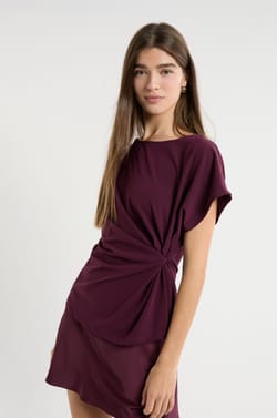 T-shirt manches courtes noué;${refinementColor}