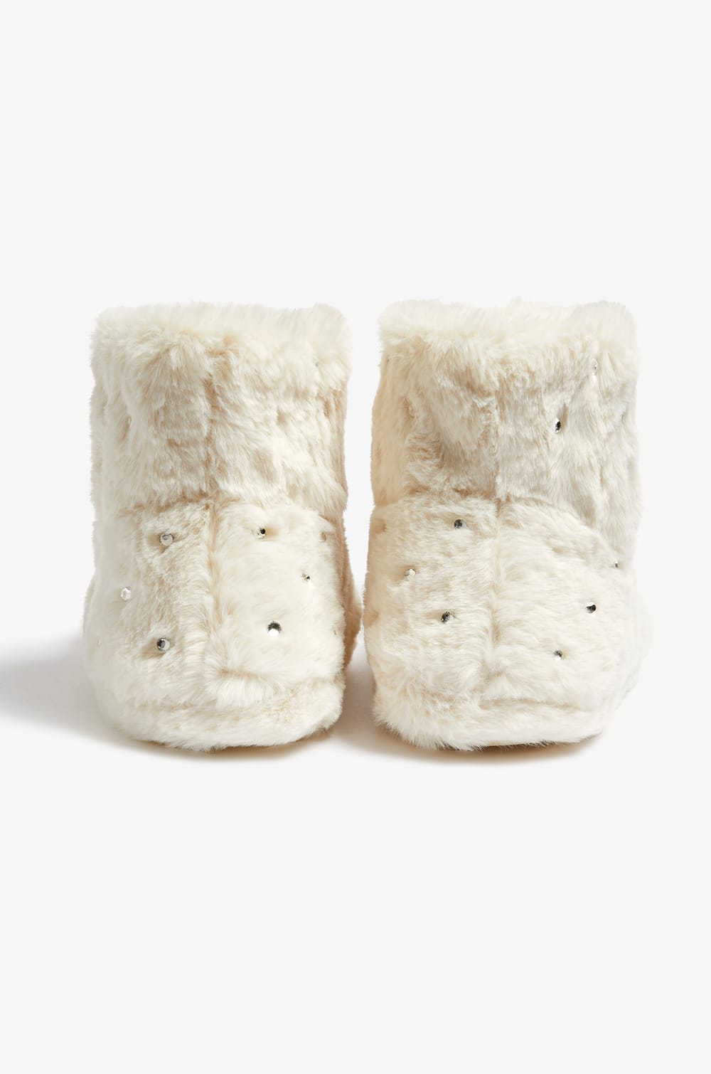 Chaussons bottines en fourrure &agrave; strass;${refinementColor}