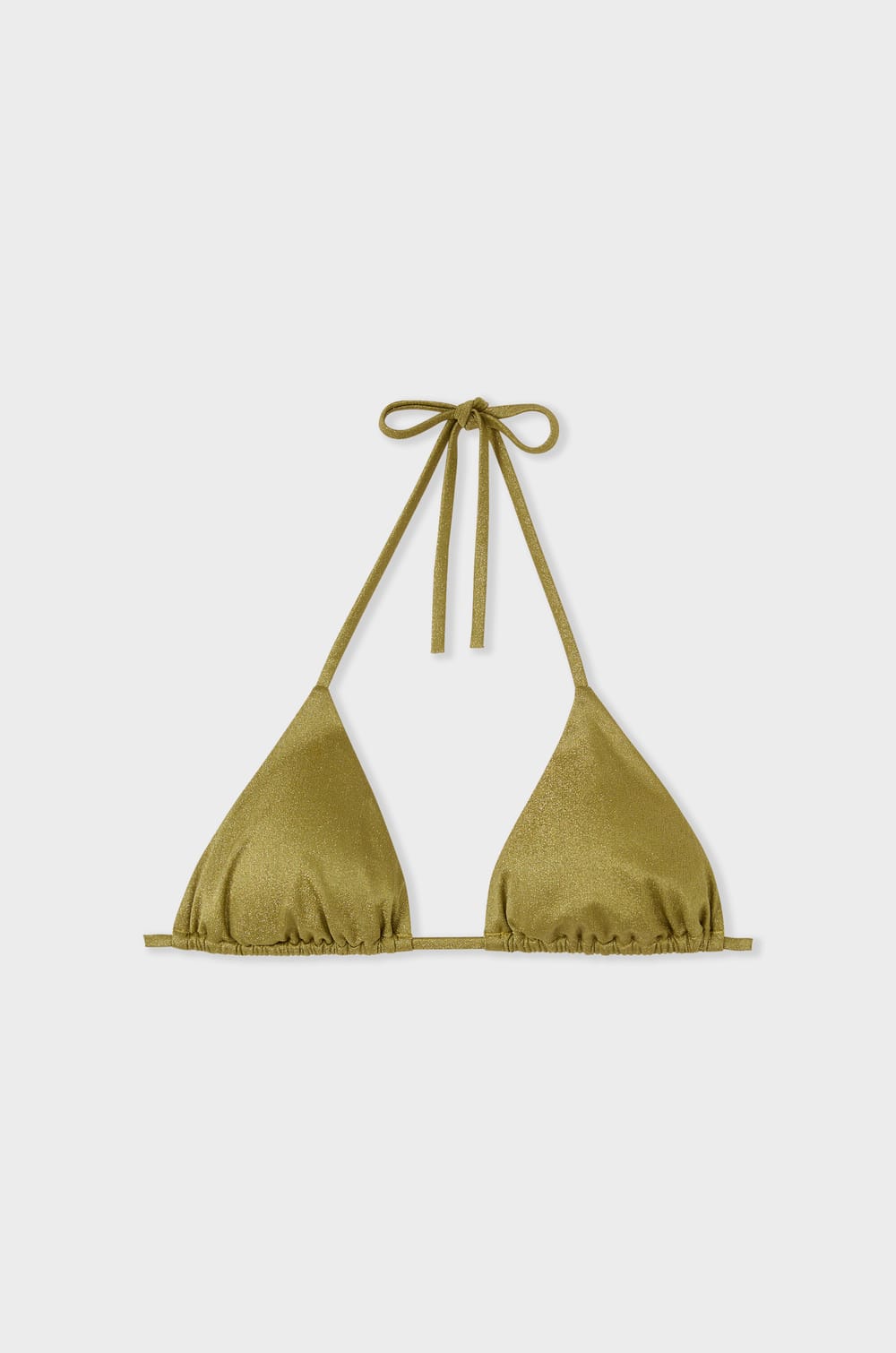 Glittery Triangle Bikini Top;${refinementColor}