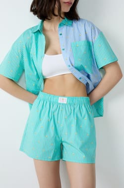 Smiley®ORIGINALS cotton striped pyjama shorts;${refinementColor}