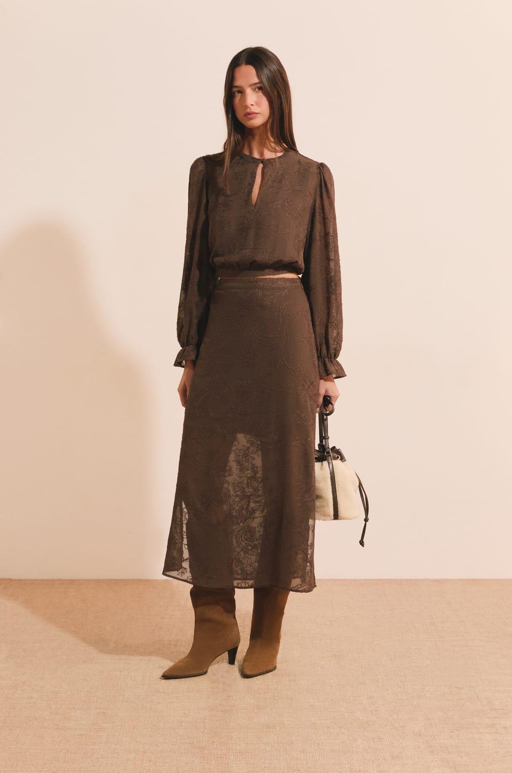 Jupe longue avec d&eacute;tails broderie;${refinementColor}