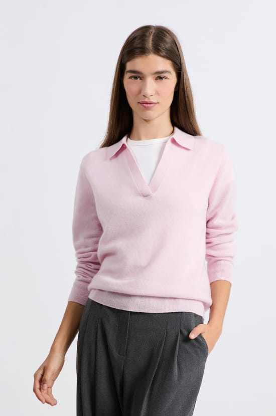 Pull col polo en cachemire;${refinementColor}